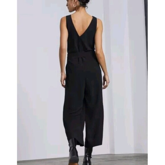 Everlane The City Stripe Draped Jumpsuit Wide Leg Tie Waist Size 14 - Picture 5 of 10